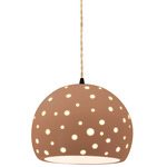 Perforated Globe Beige Twist Cord Pendant - Matte Black / Adobe