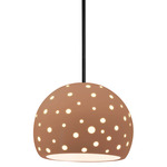 Perforated Globe Stem Hung Pendant - Matte Black / Adobe