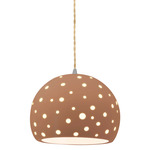 Perforated Globe Beige Twist Cord Pendant - Brushed Nickel / Adobe
