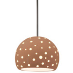 Perforated Globe Stem Hung Pendant - Brushed Nickel / Adobe