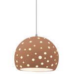 Perforated Globe White Cord Pendant - Brushed Nickel / Adobe