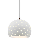 Perforated Globe White Cord Pendant - Dark Bronze / Bisque