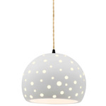 Perforated Globe Beige Twist Cord Pendant - Matte Black / Bisque