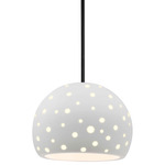 Perforated Globe Stem Hung Pendant - Matte Black / Bisque