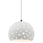 Perforated Globe White Cord Pendant - Matte Black / Bisque