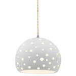 Perforated Globe Beige Twist Cord Pendant - Brushed Nickel / Bisque