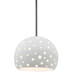 Perforated Globe Stem Hung Pendant - Brushed Nickel / Bisque