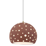 Perforated Globe White Cord Pendant - Antique Brass / Canyon Clay