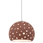 Perforated Globe White Cord Pendant - Polished Chrome / Canyon Clay