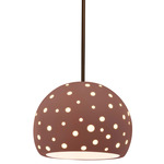 Perforated Globe Stem Hung Pendant - Dark Bronze / Canyon Clay