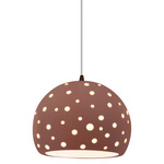 Perforated Globe White Cord Pendant - Dark Bronze / Canyon Clay
