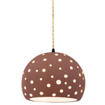 Perforated Globe Beige Twist Cord Pendant - Matte Black / Canyon Clay