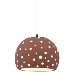 Perforated Globe White Cord Pendant - Matte Black / Canyon Clay