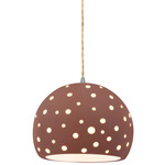 Perforated Globe Beige Twist Cord Pendant - Brushed Nickel / Canyon Clay