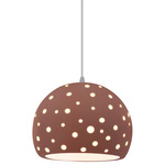 Perforated Globe White Cord Pendant - Brushed Nickel / Canyon Clay