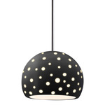 Perforated Globe Stem Hung Pendant - Polished Chrome / Carbon