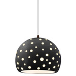 Perforated Globe White Cord Pendant - Dark Bronze / Carbon