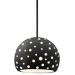 Perforated Globe Stem Hung Pendant - Matte Black / Carbon