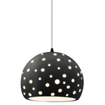 Perforated Globe White Cord Pendant - Matte Black / Carbon
