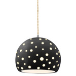 Perforated Globe Beige Twist Cord Pendant - Brushed Nickel / Carbon