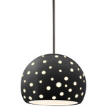 Perforated Globe Stem Hung Pendant - Brushed Nickel / Carbon