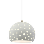 Perforated Globe White Cord Pendant - Antique Brass / Matte White