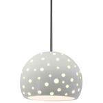 Perforated Globe Stem Hung Pendant - Polished Chrome / Matte White