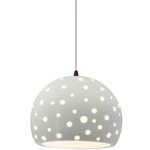 Perforated Globe White Cord Pendant - Dark Bronze / Matte White