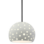 Perforated Globe Stem Hung Pendant - Matte Black / Matte White
