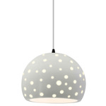 Perforated Globe White Cord Pendant - Matte Black / Matte White