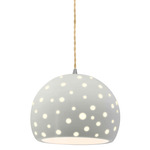 Perforated Globe Beige Twist Cord Pendant - Brushed Nickel / Matte White