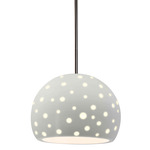 Perforated Globe Stem Hung Pendant - Brushed Nickel / Matte White