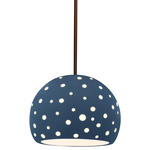 Perforated Globe Stem Hung Pendant - Dark Bronze / Midnight Sky
