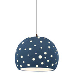 Perforated Globe White Cord Pendant - Dark Bronze / Midnight Sky