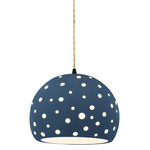 Perforated Globe Beige Twist Cord Pendant - Matte Black / Midnight Sky