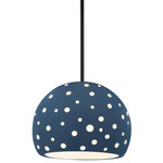 Perforated Globe Stem Hung Pendant - Matte Black / Midnight Sky