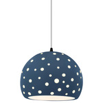 Perforated Globe White Cord Pendant - Matte Black / Midnight Sky