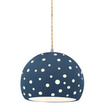 Perforated Globe Beige Twist Cord Pendant - Brushed Nickel / Midnight Sky