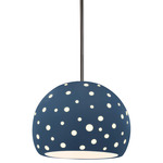 Perforated Globe Stem Hung Pendant - Brushed Nickel / Midnight Sky