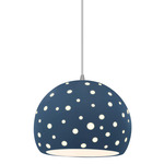 Perforated Globe White Cord Pendant - Brushed Nickel / Midnight Sky