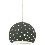 Perforated Globe Beige Twist Cord Pendant - Brushed Nickel / Pewter Green