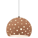 Perforated Globe White Cord Pendant - Dark Bronze / Adobe