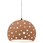 Perforated Globe Beige Twist Cord Pendant - Matte Black / Adobe