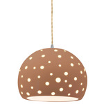 Perforated Globe Beige Twist Cord Pendant - Brushed Nickel / Adobe