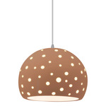 Perforated Globe White Cord Pendant - Brushed Nickel / Adobe
