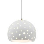 Perforated Globe White Cord Pendant - Antique Brass / Bisque