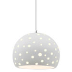 Perforated Globe White Cord Pendant - Polished Chrome / Bisque