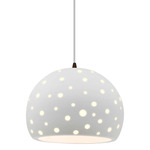 Perforated Globe White Cord Pendant - Dark Bronze / Bisque