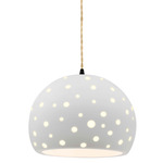 Perforated Globe Beige Twist Cord Pendant - Matte Black / Bisque