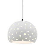 Perforated Globe White Cord Pendant - Matte Black / Bisque